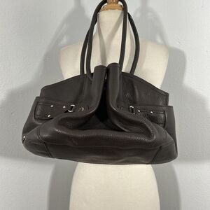 Cole‎ Haan Purse Womens Pebbled Leather Shoulder Bag Bucket Studded Tote Handbag